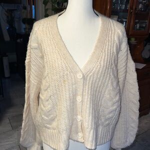 American Eagle Outfitters Cream Button-Up Cardigan